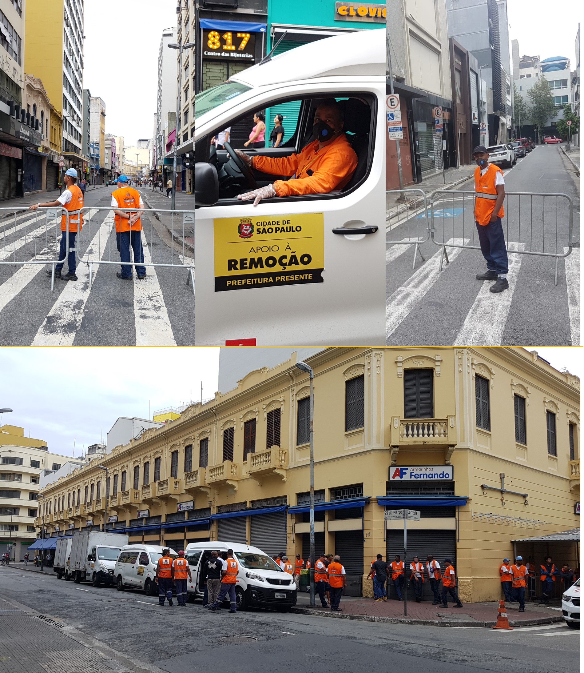 Fotos da equipe da fiscalização na Rua 25 de Março